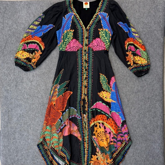 FARM Rio Dresses & Skirts - Farm Rio Cool Leopards Button Front Maxi Dress Linen Blend Women's Size M